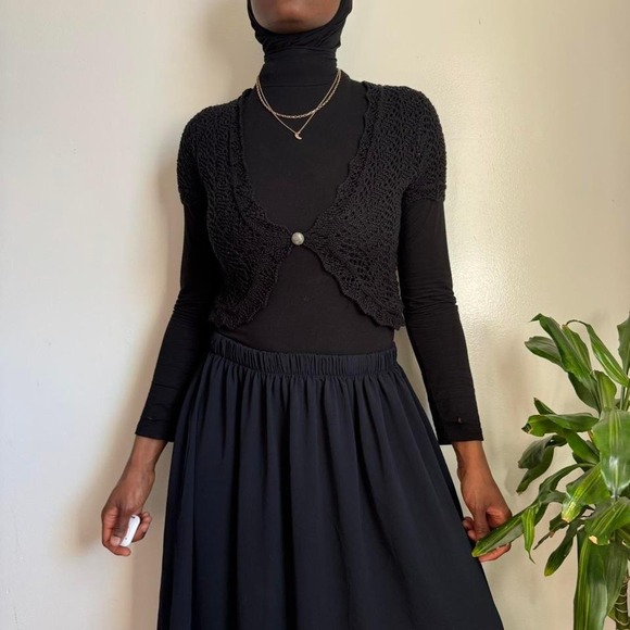 Vintage Pinque Black Knit Micro-Cardigan size S - Picture 2 of 7